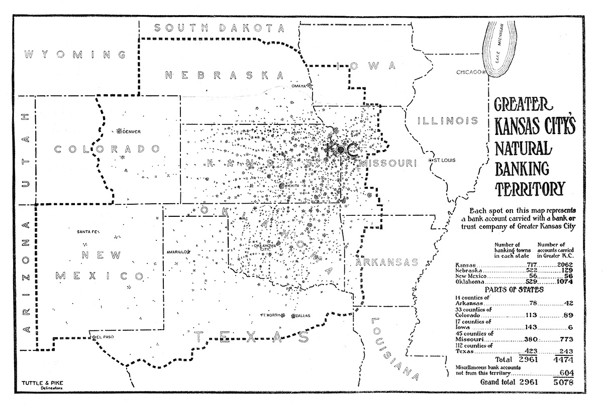Kansas City’s proponents offered several maps demonstrating the city’s central economic position within the region. 