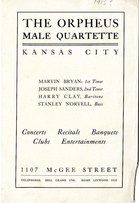 Orpheus Male Quartette, circa 1915