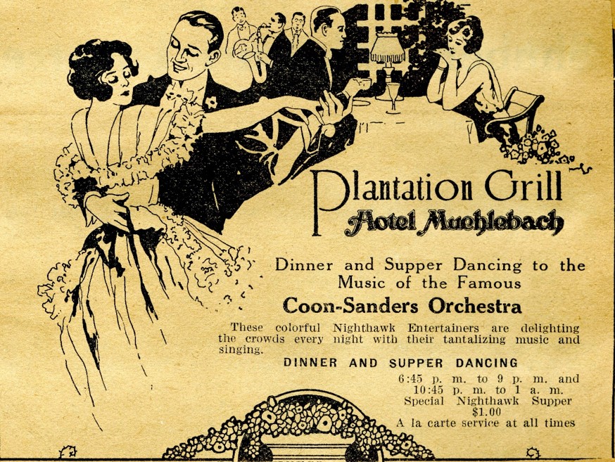 Coon Sanders advertisement for the engagement at Plantation Grill